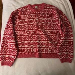 a.new day Sweater red and white  Cheers